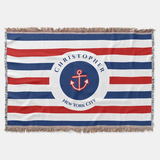Manta Nautical Marine Navy Blue Red White Stripes (Anverso)