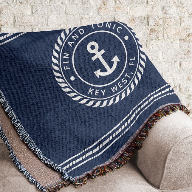 Manta Nautical Navy Blue Anchor Nombre del barco (Subido por el creador)
