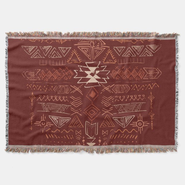 Manta Navajo Aztec: Patrón de Doodle Étnico. (Anverso)