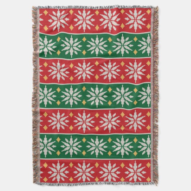 Manta Navidad Nórdica Tejida (Frente vertical)