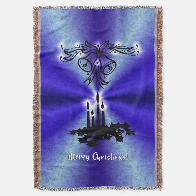 Manta Navidades Artdeco sobre el arcoiris verde azul (Frente vertical)