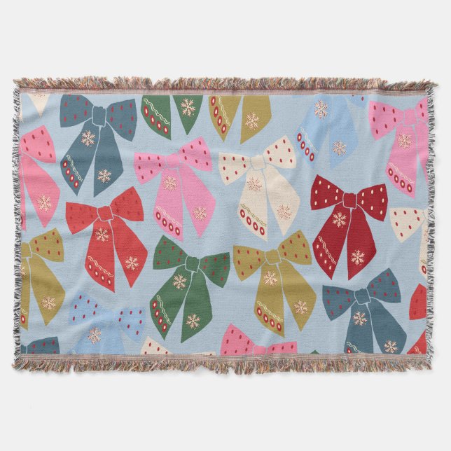 Manta Navidades Bows Coquette Blue (Anverso)