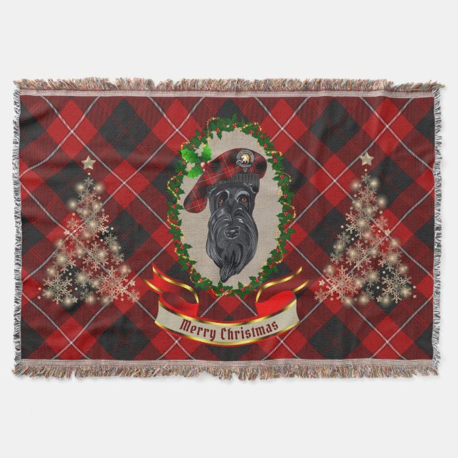 Manta Navidades caninos de Cunningham Scottie Throw Blan (Anverso)