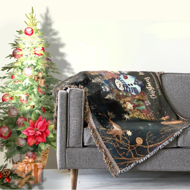 Manta Navidades Cuadros Magic Black Green (Cute Christmas Magic Black Green Throw Blanket)