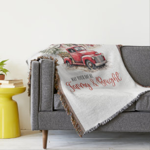 Manta Navidades de acuarela Camión de época y granero