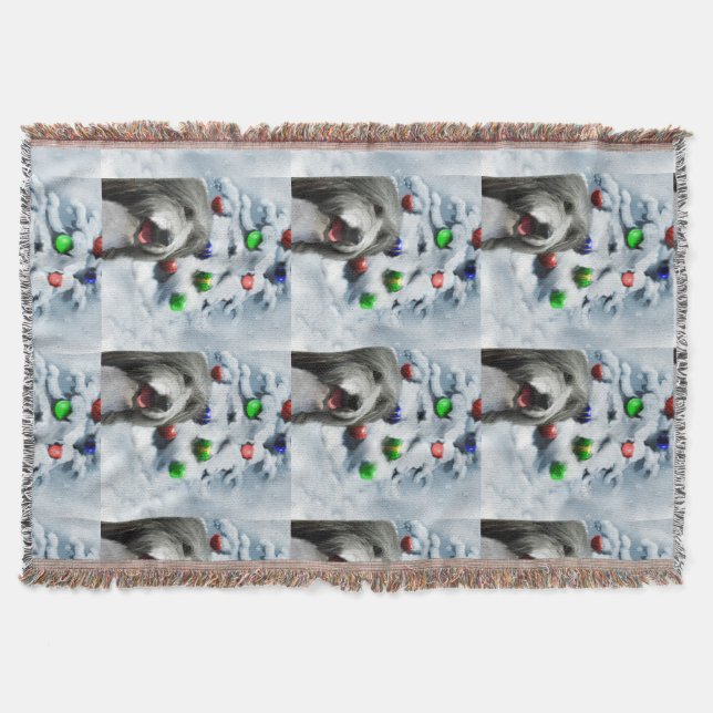 Manta Navidades de Collie con barba (Anverso)