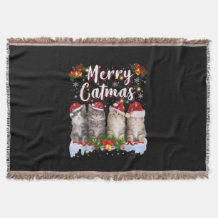 Manta Navidades de gato Santa Hat Graciosa Feliz Navidad