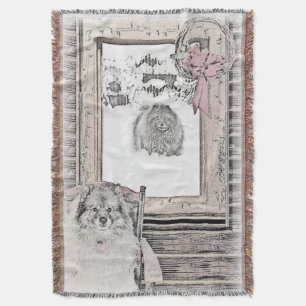 Manta Navidades de Keeshond Ventana de Invierno Pintura 