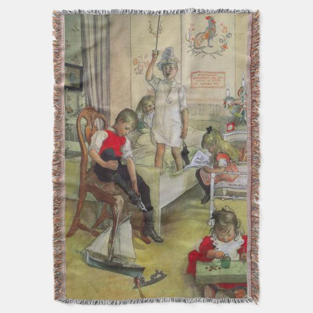 Manta Navidades de la época Carl Larsson en la mañana de (Frente vertical)