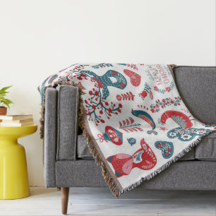 Manta Navidades de la marina roja festiva arte folclóric