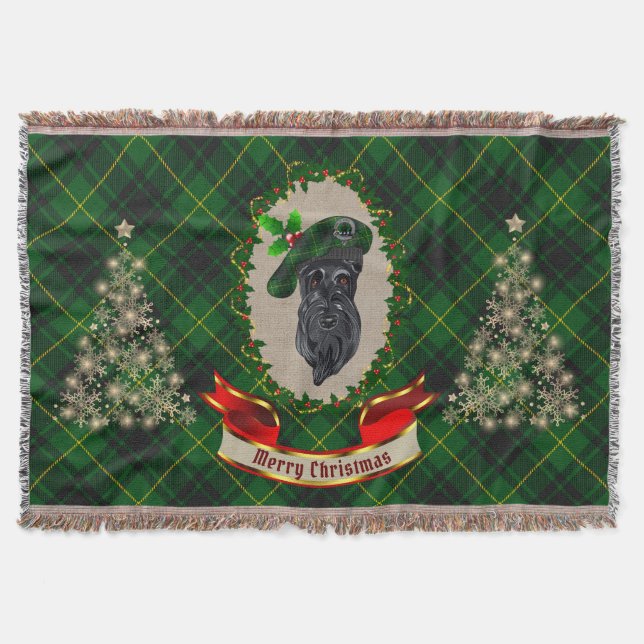Manta Navidades de perro de MacArthur Scottie Throw Blan (Anverso)