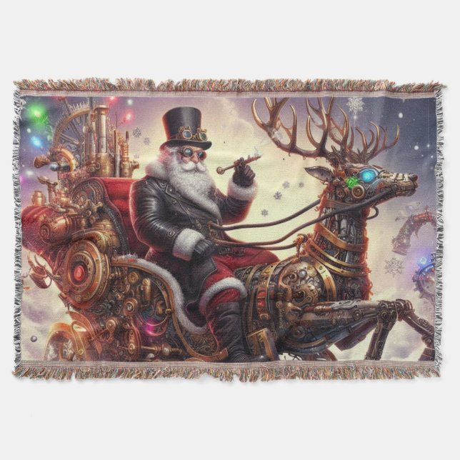 Manta Navidades de steampunk de Santa/Reindeer/invierno (Anverso)