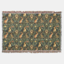 Manta Navidades de William Morris Woodland Floral Rabbit
