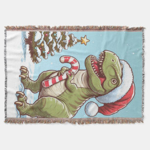 Manta Navidades dulces de caña de caramelo dinosaurio