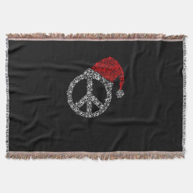 Manta Navidades felices | Símbolo de Hippies Gorra Santa (Anverso)