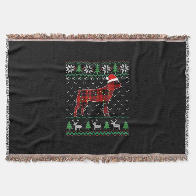Manta Navidades feos de perro con seda roja iluminan el  (Anverso)