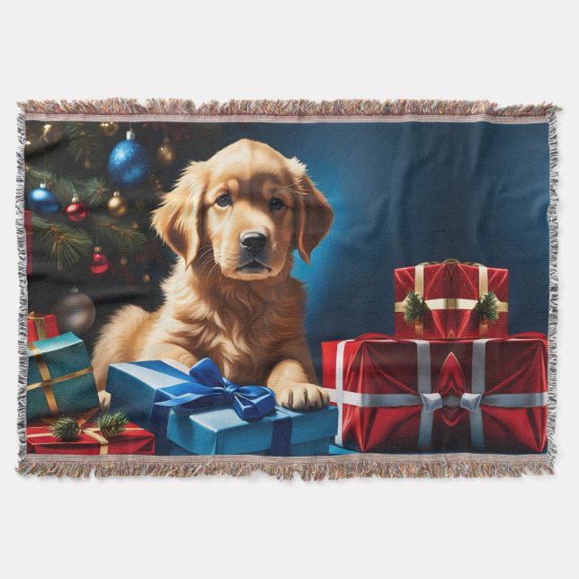 MANTA NAVIDADES GOLDEN RETRIEVE PUPPY (Anverso)