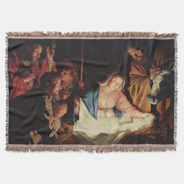 Manta Navidades Manger Stall Mary Joseph Baby Jesus (Anverso)