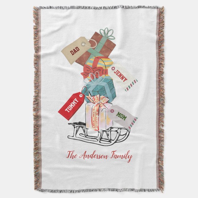 Manta Navidades Modernos Verdes Blancos de la Nieve de I (Frente vertical)