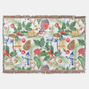 Manta Navidades navideños navideños Snowman, piñones, Ho