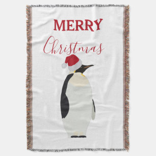 Manta Navidades pingüino gracioso animal con Santa Hat