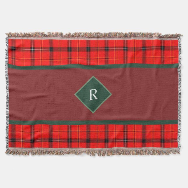 Manta Navidades Red y Green Plaid Tartán Monogrammed (Anverso)