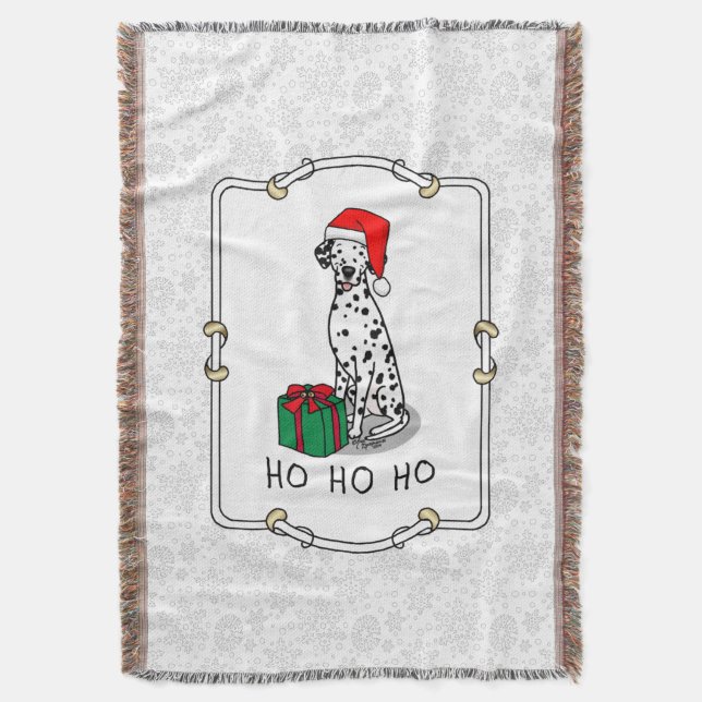 Manta Navidades Santa Hat Dalmatian Dog (negro 1) Divers (Frente vertical)