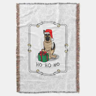 Manta Navidades Santa Hat German Shepherd Dog Cute
