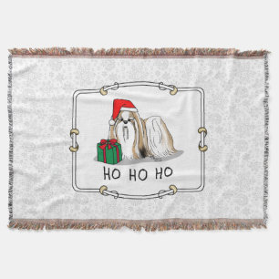 Manta Navidades Santa Hat Shih Tzu (blanco moreno) Perro