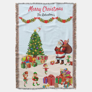 Manta Navidades Santa y Elves con nombres presentados Gi