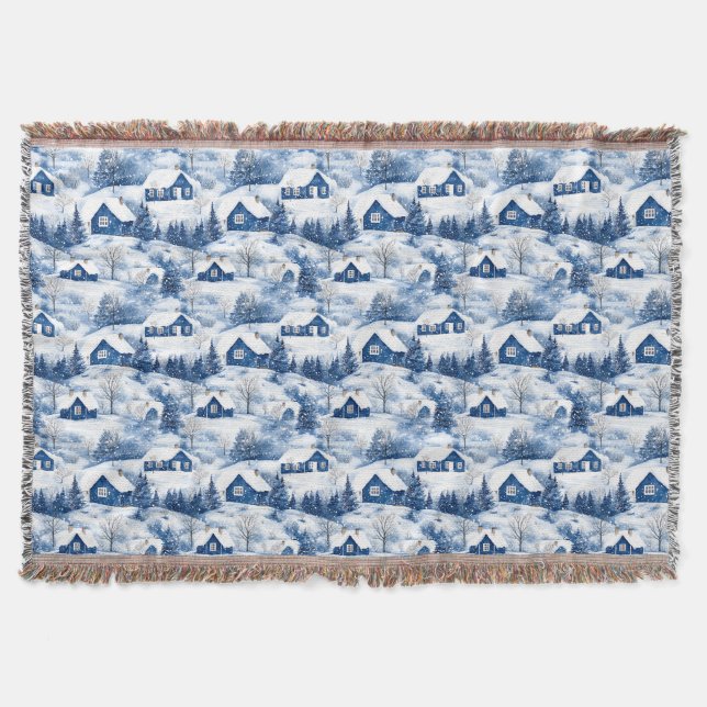 Manta Navidades Snowy Blue Throw Blanket (Anverso)