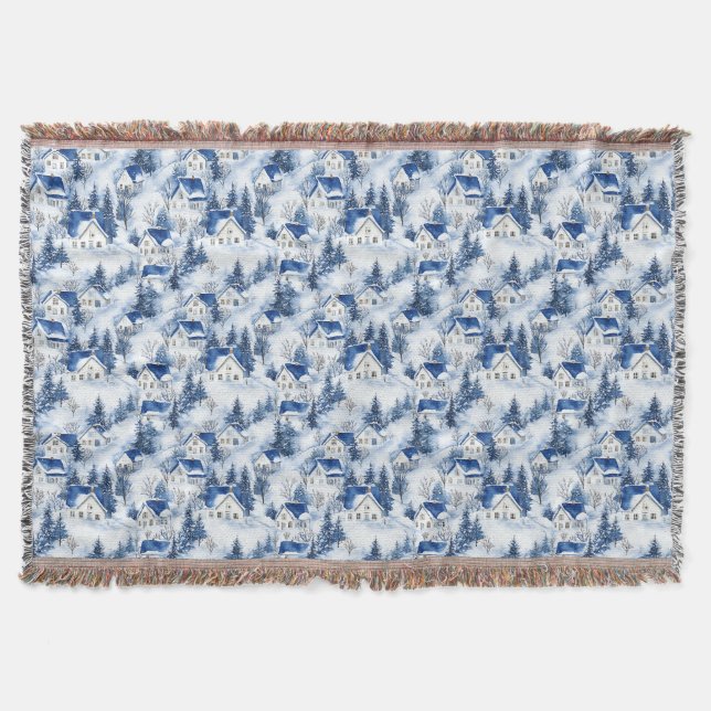 Manta Navidades Snowy Blue Throw Blanket (Anverso)