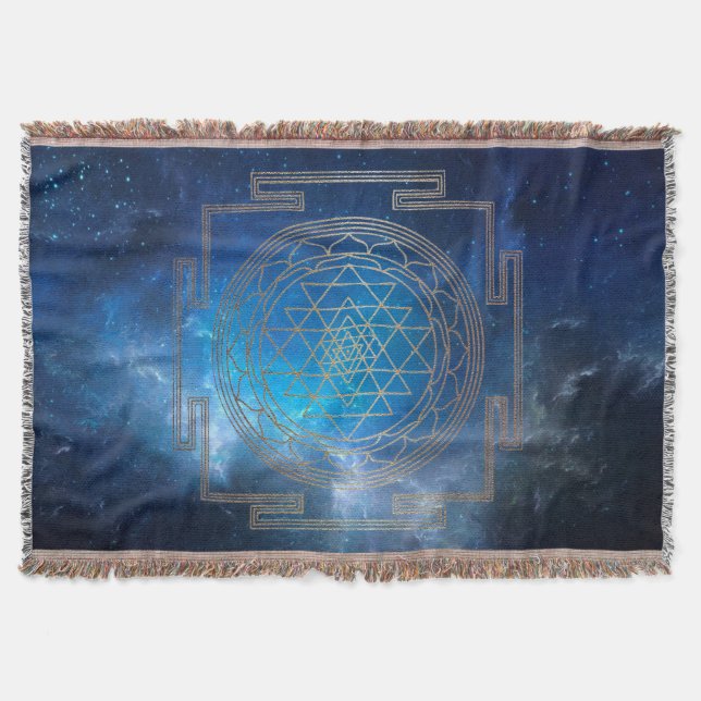Manta Nebulosa azul Sri Yantra - Funda (Anverso)