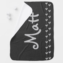 Manta negra gris personalizada del bebé de la