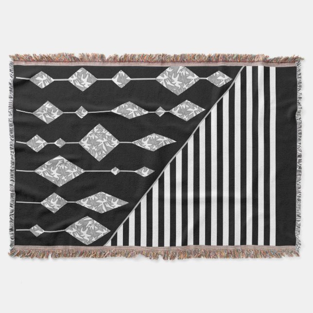Manta Negro y blanco, abstracto, geométrico, simple, esc (Anverso)