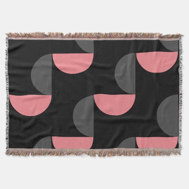 Manta Negro y gris rosado moderno de mediados de siglo (Anverso)