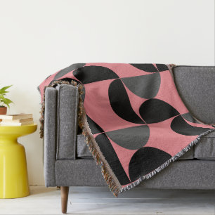 Manta Negro y gris rosado moderno de mediados de siglo