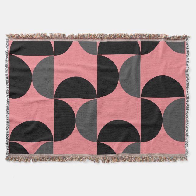 Manta Negro y gris rosado moderno de mediados de siglo (Anverso)