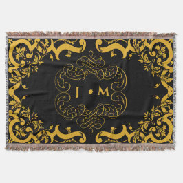 Manta Negro y oro con iniciales
