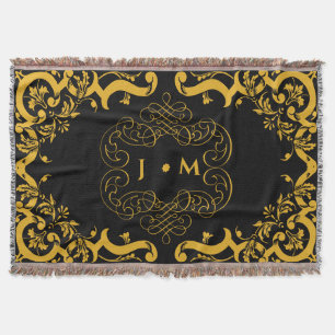 Manta Negro y oro con iniciales