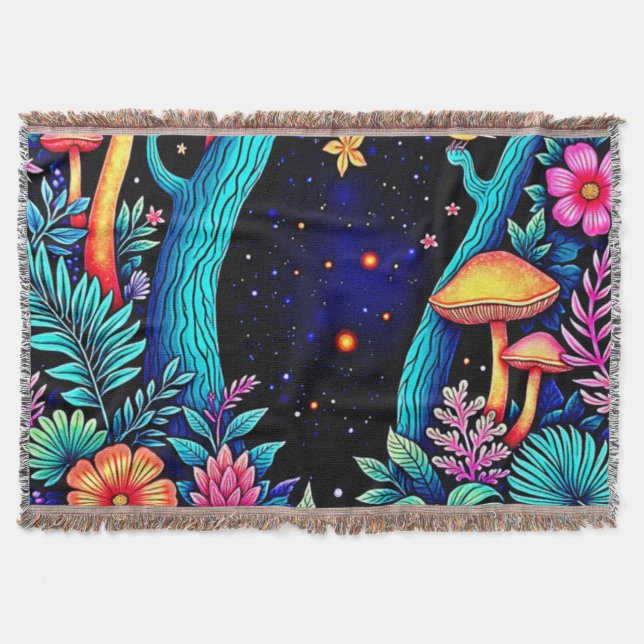 Manta Neon Fantasy Forest Night Glow Design (Anverso)