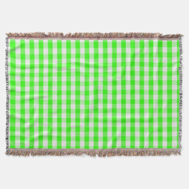 Manta Neon Green Gingham Pattern de Shirley Taylor (Anverso)