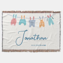 Manta New Baby, Name, Date, Minimal Cute Clothline