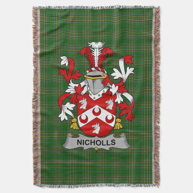 Manta Nicholls irlandeses o Nichols Coat of Arms Family  (Frente vertical)