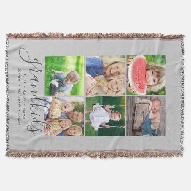 Manta Nietos personalizados nombran Collage de fotos de  (Anverso)