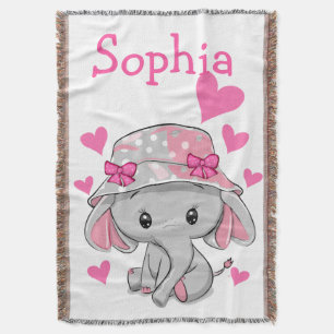 Manta Niña de elefante bebé linda