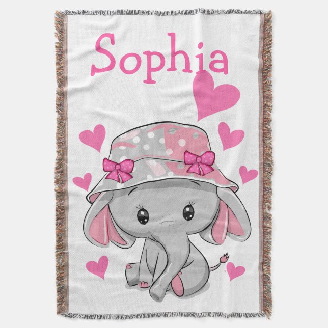Manta Niña de elefante bebé linda  (Frente vertical)