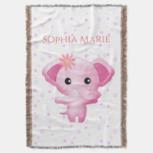Manta Niña pequeña y rosa dulce elefante