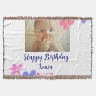 Manta Niños bebé primer cumpleaños añadir fecha añadir f