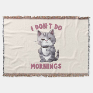 Manta No hago mañanas - Gato gris con café